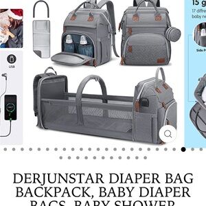Gray Diaper Bag Backpack with Changing Station